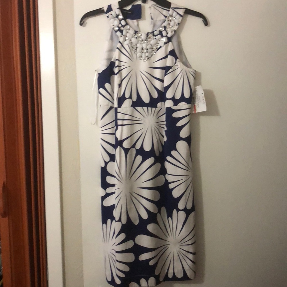 White and blue dress